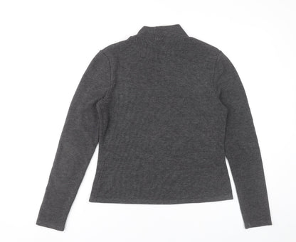 Oasis Womens Grey Mock Neck Long Sleeve Knit Top Size M