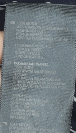 Jasper Conran Womens Blue Geometric Blouse Size 16 V-Neck 3/4 Sleeve