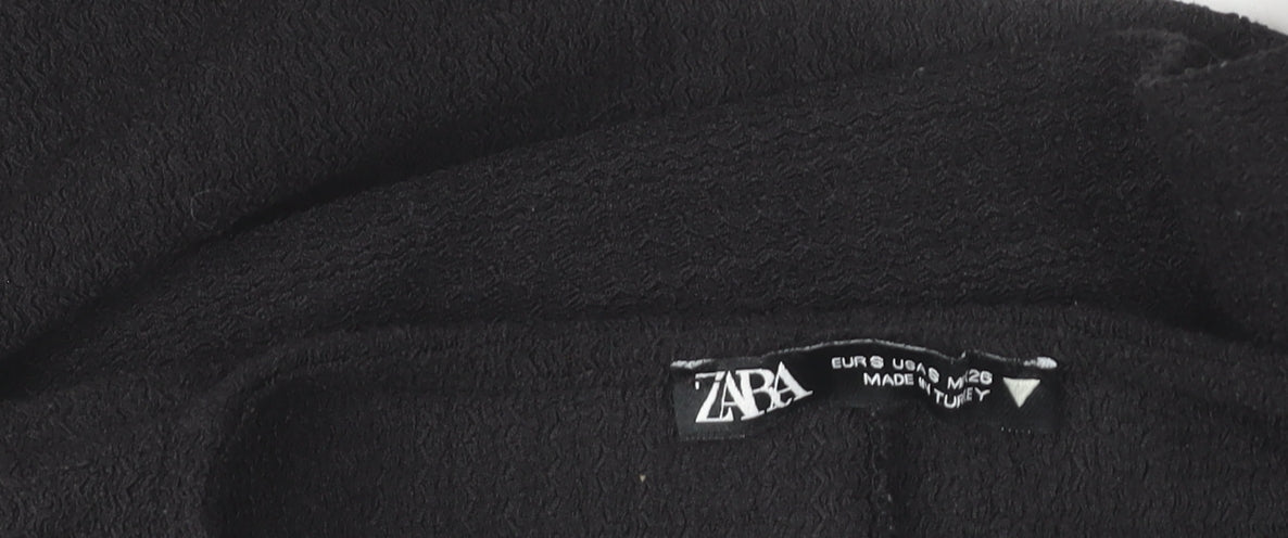 Zara Women Black Mini A-Line Dress Size M Long Sleeve
