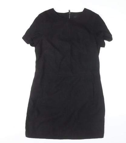 Oasis Women Black Shift Dress Size 12 Short Sleeve Workwear