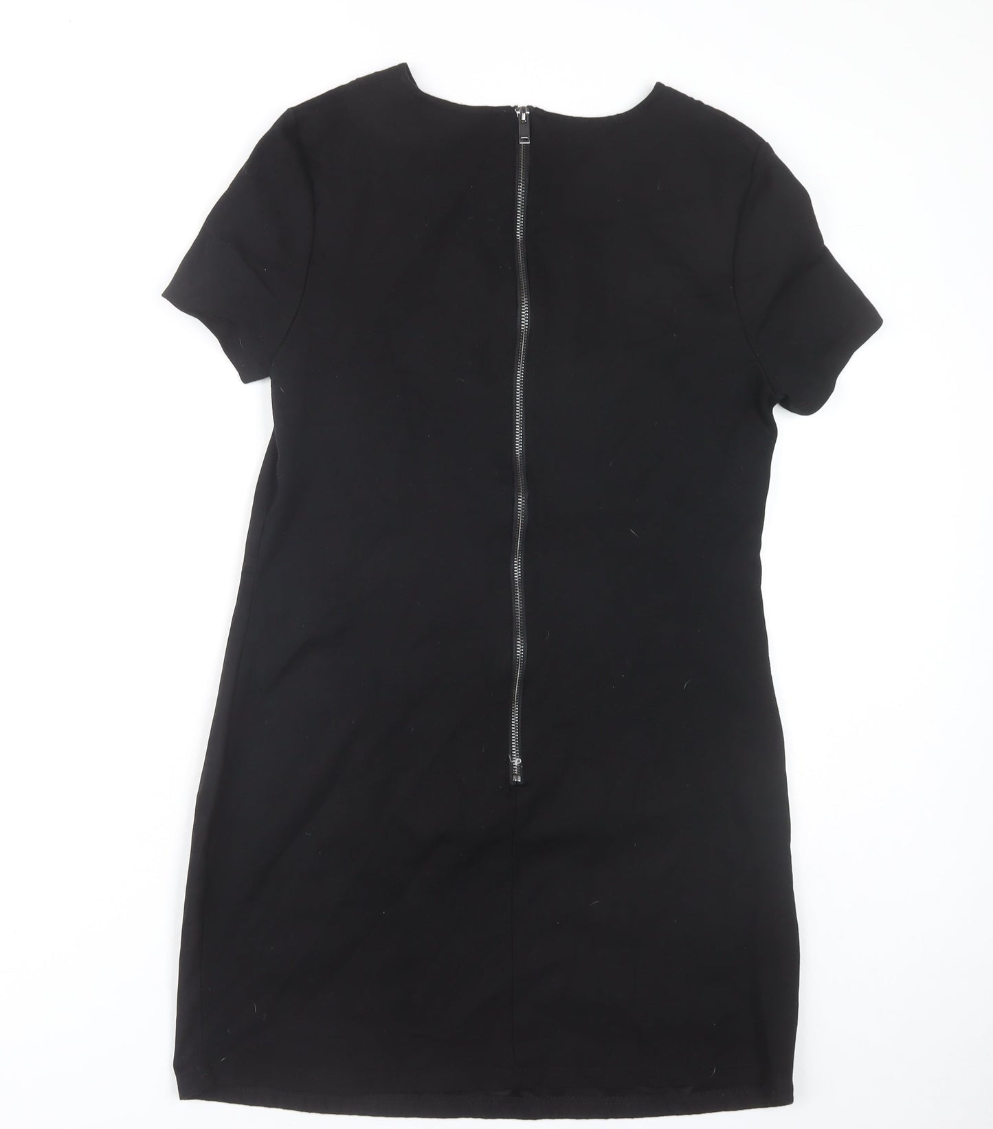 Oasis Women Black Shift Dress Size 12 Short Sleeve Workwear