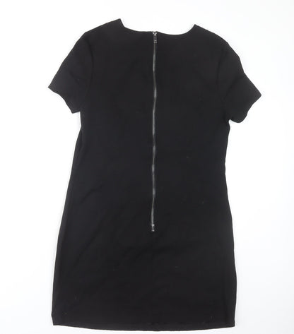 Oasis Women Black Shift Dress Size 12 Short Sleeve Workwear