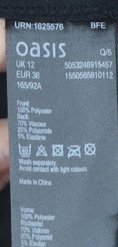 Oasis Women Black Shift Dress Size 12 Short Sleeve Workwear