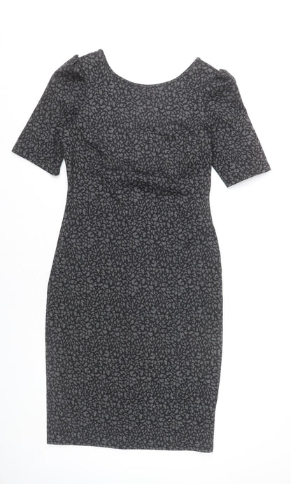 Dorothy Perkins Women Grey Animal Print Sheath Dress Size 10
