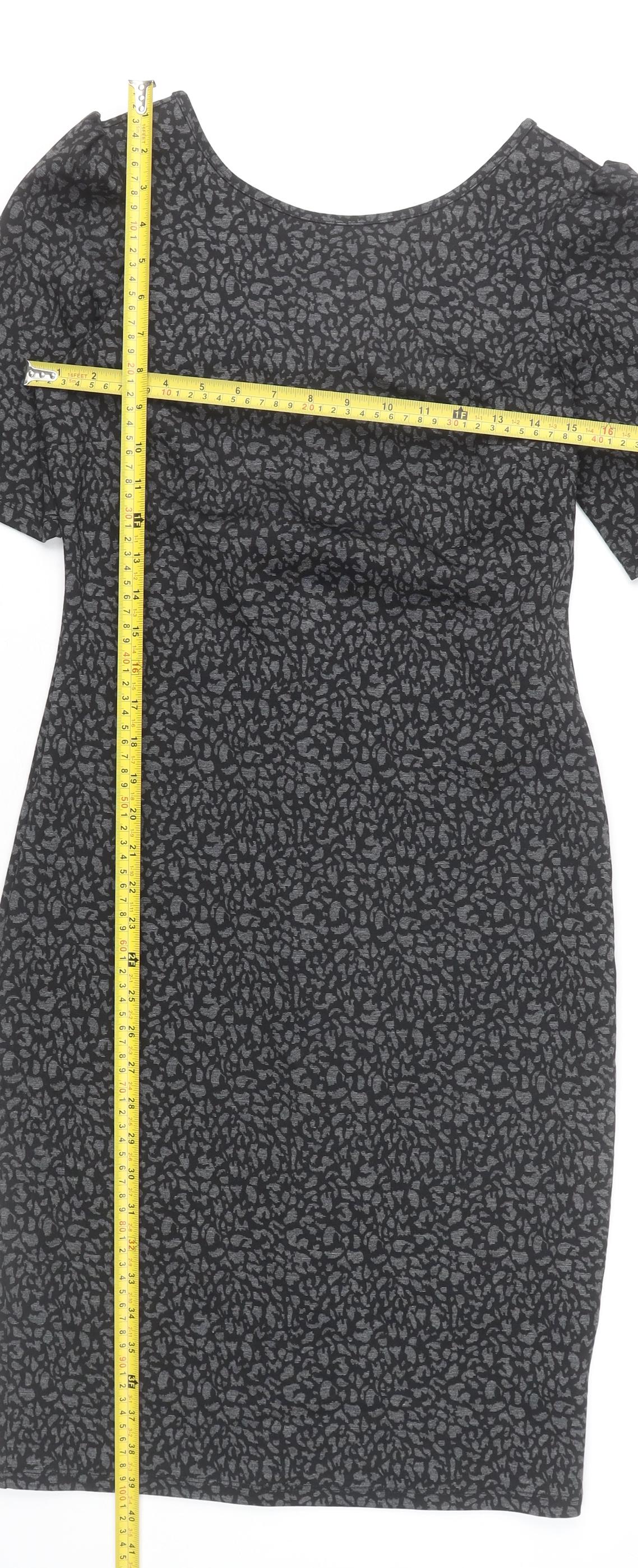 Dorothy Perkins Women Grey Animal Print Sheath Dress Size 10