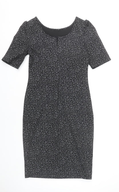 Dorothy Perkins Women Grey Animal Print Sheath Dress Size 10