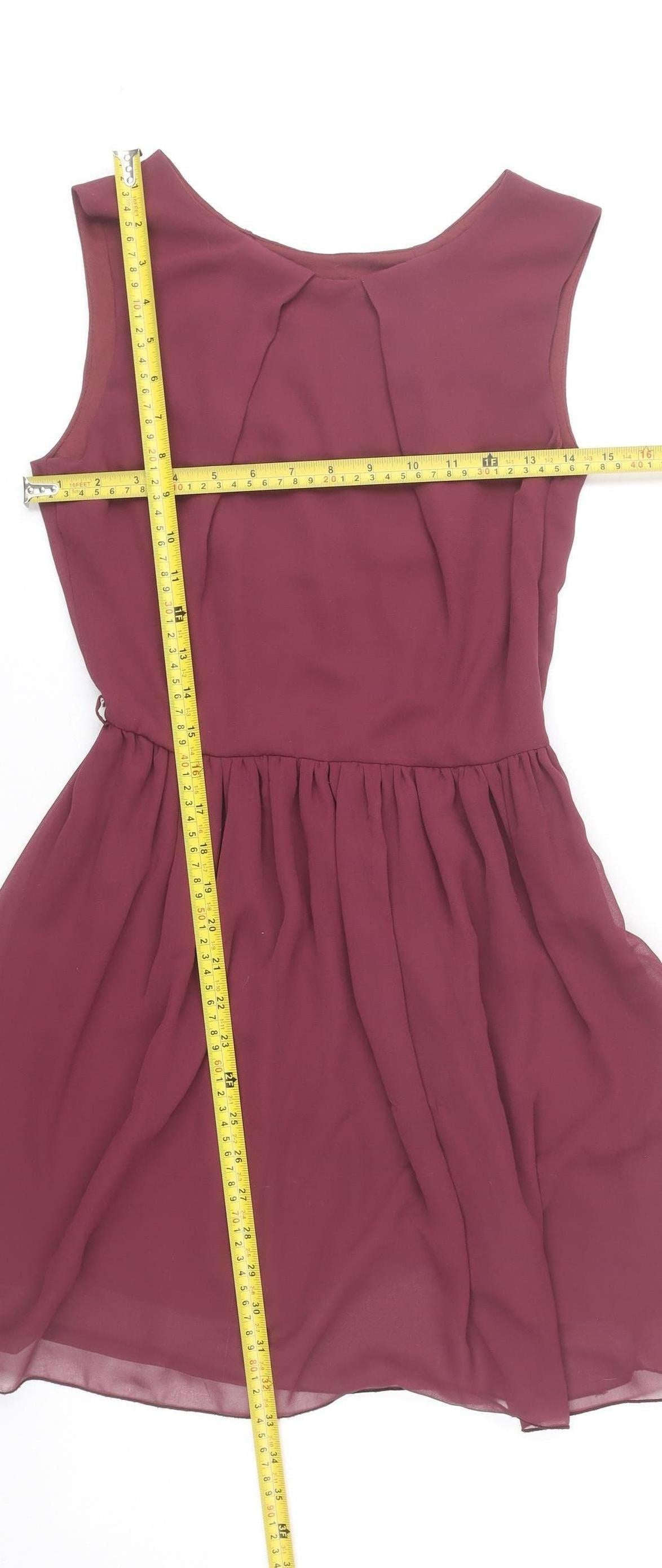 Love Women’s Purple Skater Dress S Sleeveless Short Chiffon
