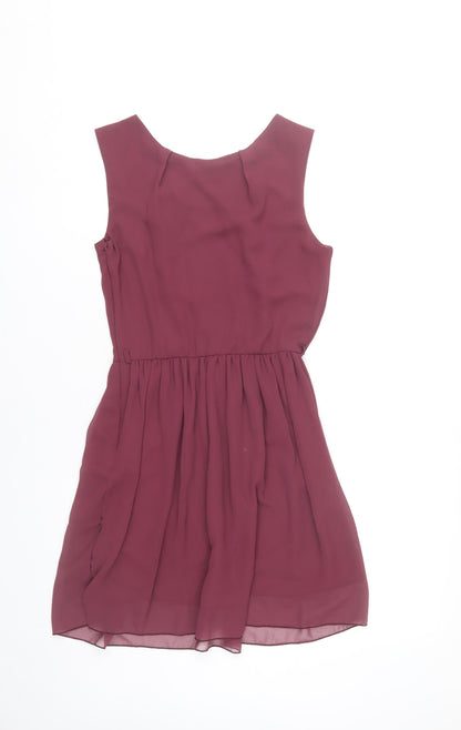 Love Women’s Purple Skater Dress S Sleeveless Short Chiffon
