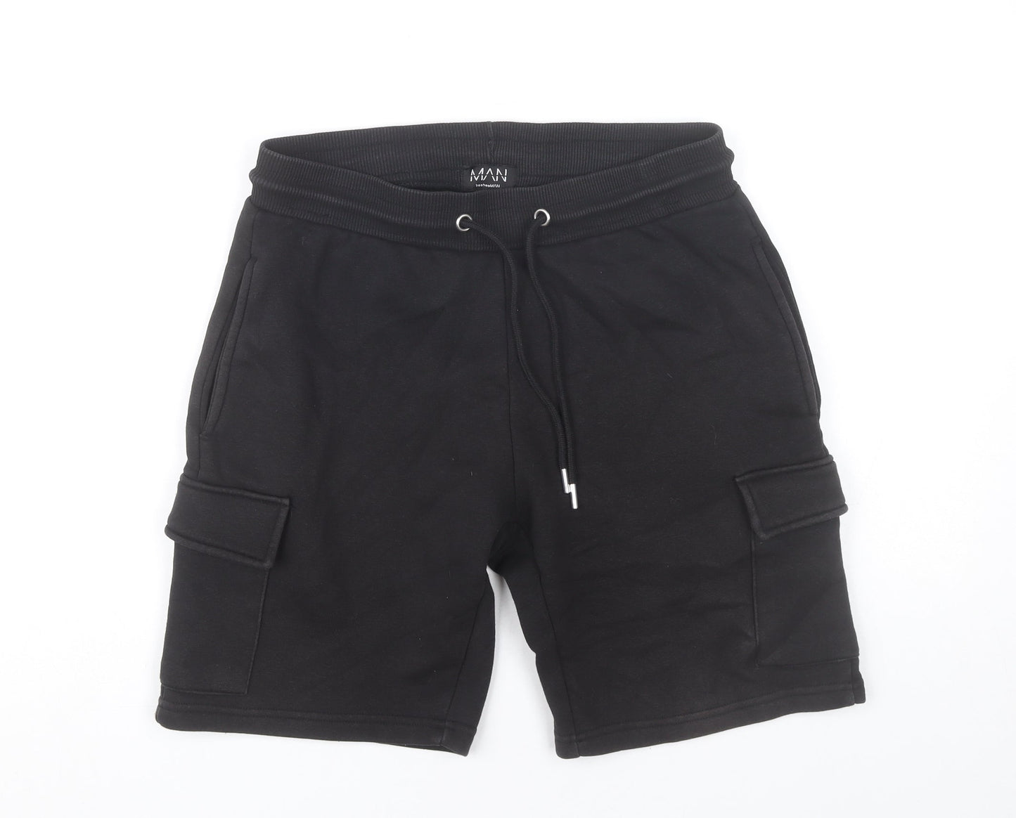 boohooMAN Men’s Black Cargo Shorts Size S Regular Fit