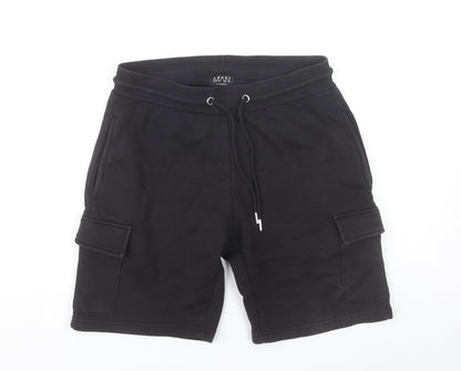 boohooMAN Men’s Black Cargo Shorts Size S Regular Fit