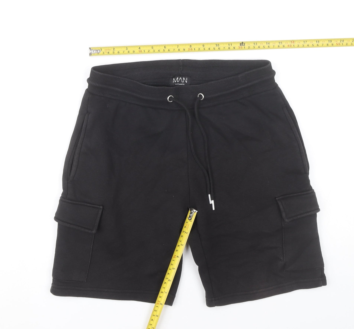 boohooMAN Men’s Black Cargo Shorts Size S Regular Fit