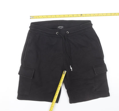 boohooMAN Men’s Black Cargo Shorts Size S Regular Fit