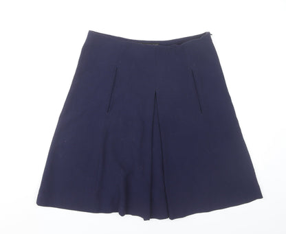 Zara Women Blue Size 12 A-Line Knee Length Skirt Workwear
