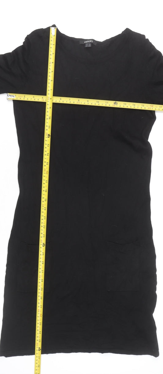 Esmara Women Black Shift Dress Size 10-12 Scoop Neck Long Sleeve