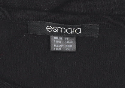Esmara Women Black Shift Dress Size 10-12 Scoop Neck Long Sleeve