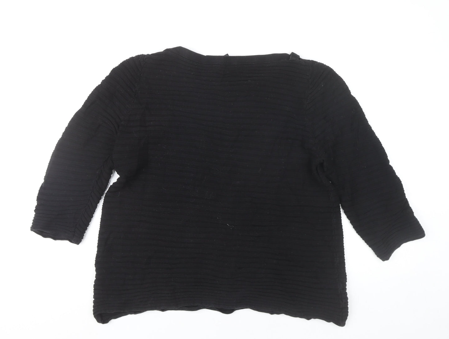 COS Womens Black Cotton Pullover Jumper Size 12 Round Neck 3/4 Sleeve
