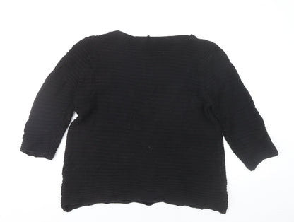 COS Womens Black Cotton Pullover Jumper Size 12 Round Neck 3/4 Sleeve