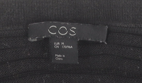 COS Womens Black Cotton Pullover Jumper Size 12 Round Neck 3/4 Sleeve