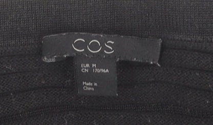 COS Womens Black Cotton Pullover Jumper Size 12 Round Neck 3/4 Sleeve