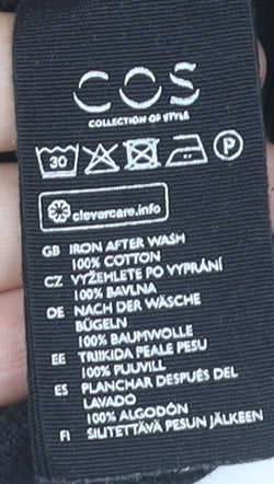 COS Womens Black Cotton Pullover Jumper Size 12 Round Neck 3/4 Sleeve