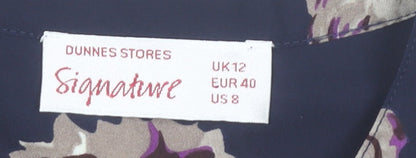 Womens UK Size 12 Dunnes Stores Blue Tunic Blouse