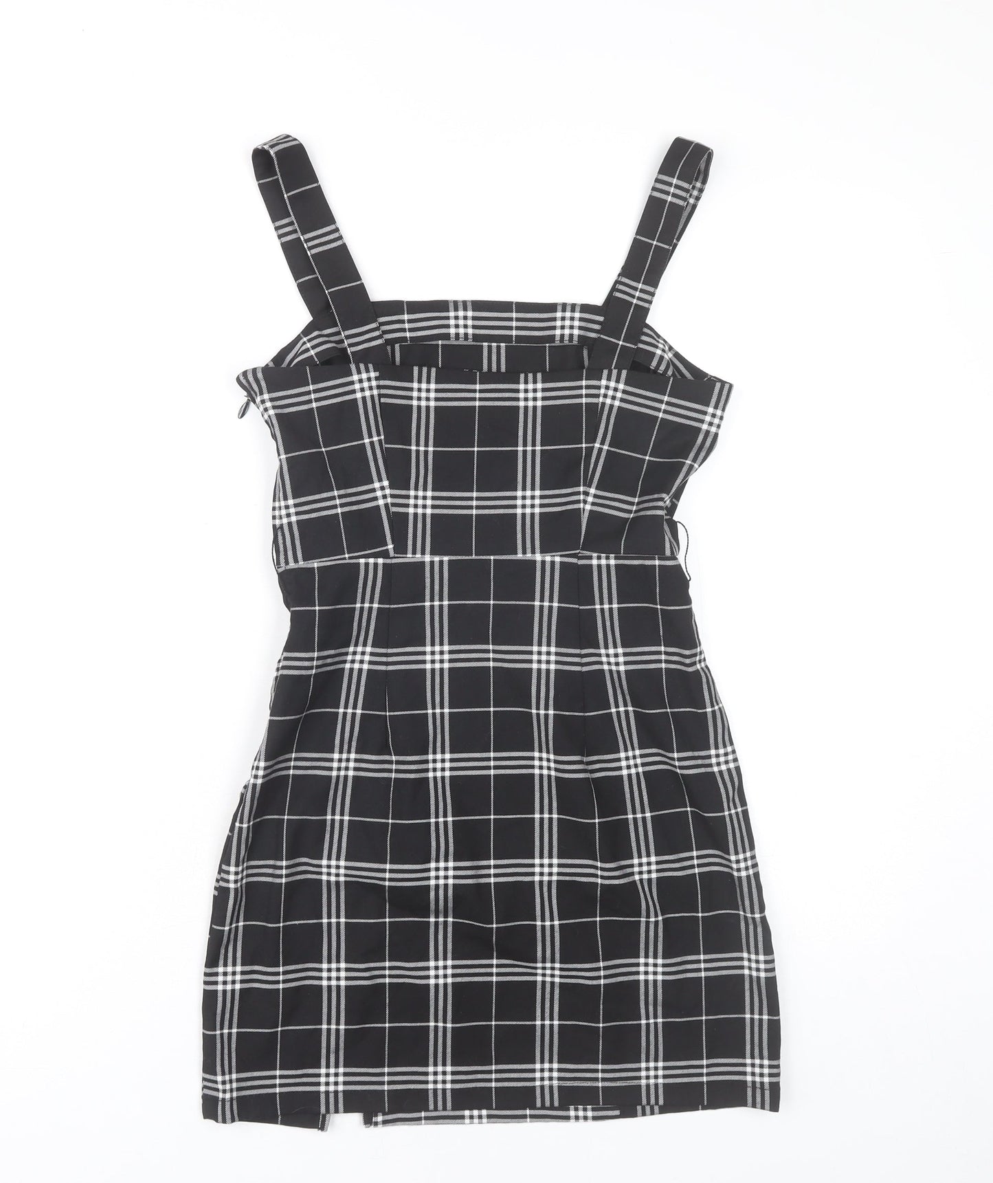 H&M Divided Women's Black Check Pinafore Dress Size 4 Sleeveless