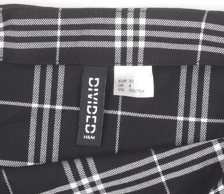 H&M Divided Women's Black Check Pinafore Dress Size 4 Sleeveless