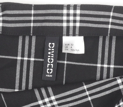 H&M Divided Women's Black Check Pinafore Dress Size 4 Sleeveless
