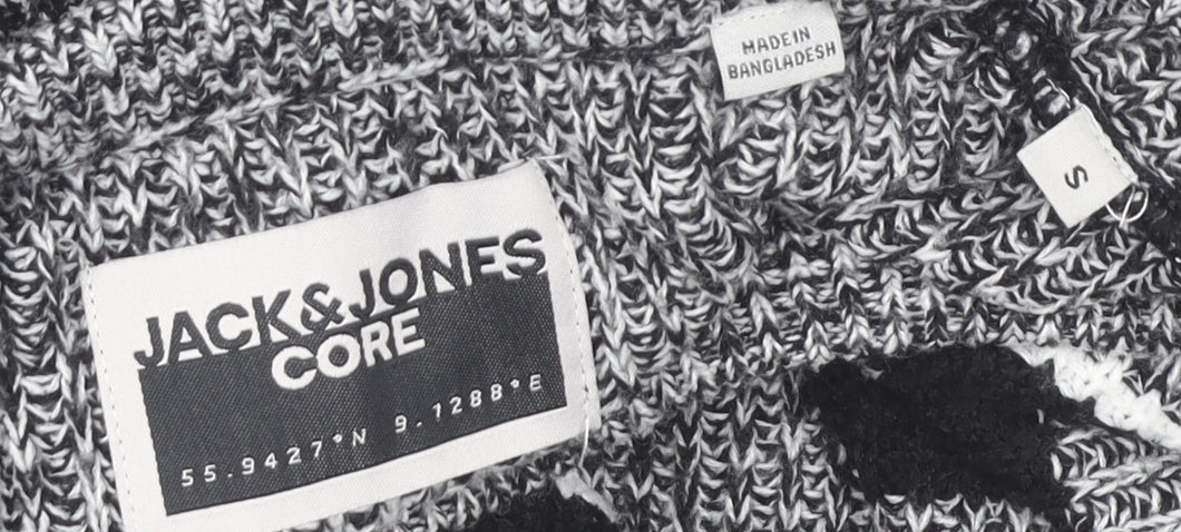 Jack & Jones Men’s Grey Striped Pullover Jumper Size S Crew Neck Knit