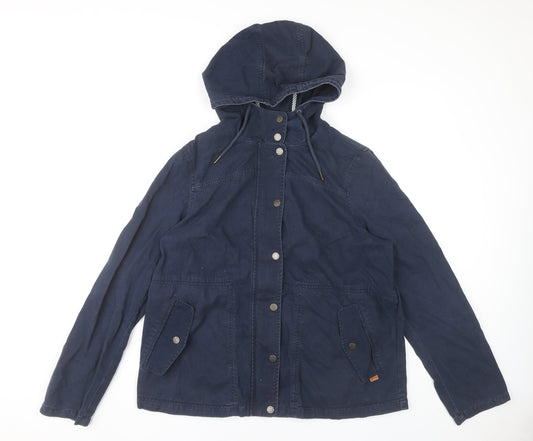 FatFace Womens Blue Cotton Hooded Parka Jacket Size 14