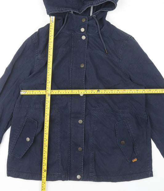 FatFace Womens Blue Cotton Hooded Parka Jacket Size 14