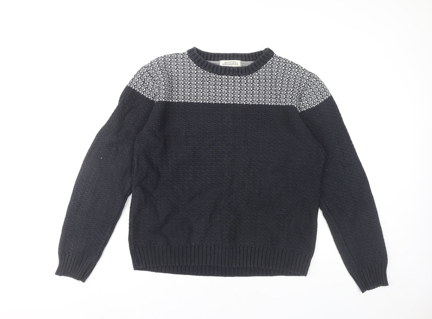 Burton Menswear Men’s Black Medium Pullover Knit Jumper Sweater