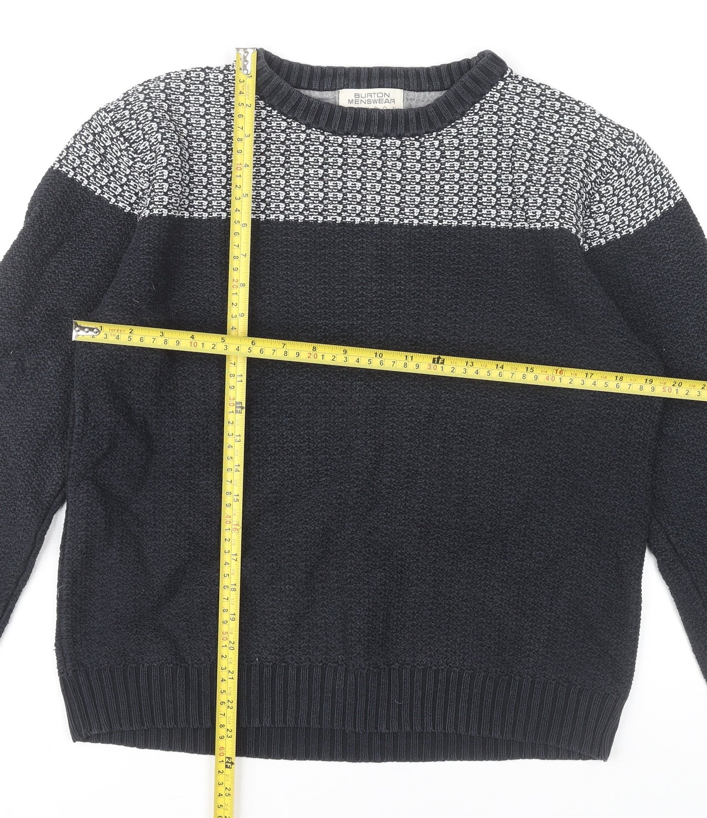 Burton Menswear Men’s Black Medium Pullover Knit Jumper Sweater