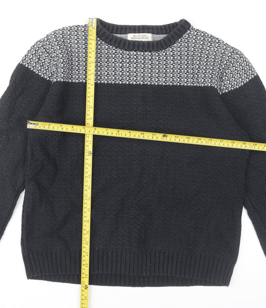 Burton Menswear Men’s Black Medium Pullover Knit Jumper Sweater