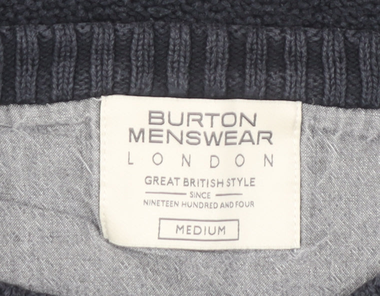 Burton Menswear Men’s Black Medium Pullover Knit Jumper Sweater