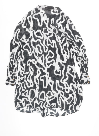 Next Women’s Black Animal Print Shirt Dress Size 14 Tall