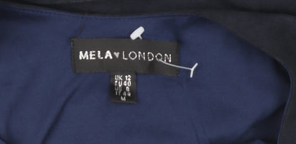 Mela London Womens Blue Sleeveless A-Line Button Dress Size 12