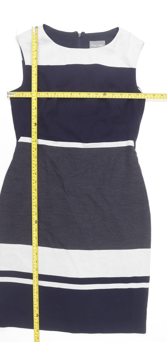 Phase Eight Women’s Blue White Grey Sheath Dress Size 12
