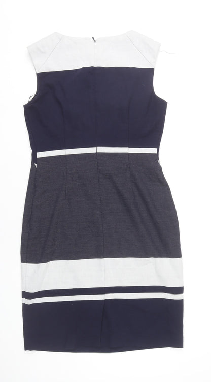 Phase Eight Women’s Blue White Grey Sheath Dress Size 12