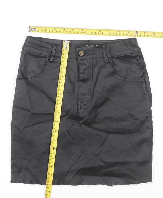 PrettyLittleThing Womens Black Size 8 Pencil Skirt Knee Length