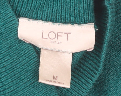 LOFT Women’s Green Mock Neck Pullover Jumper Size M Long Sleeve Knit