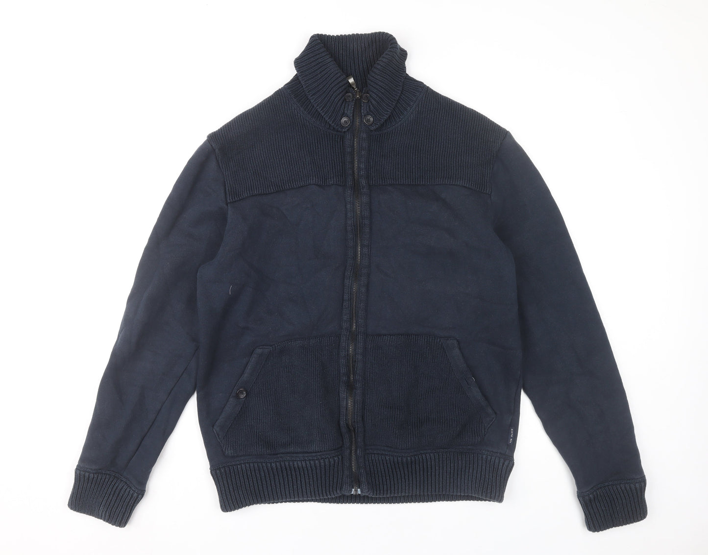 Ted Baker Men’s Blue Full Zip Knit High Neck Jumper L