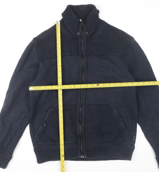 Ted Baker Men’s Blue Full Zip Knit High Neck Jumper L