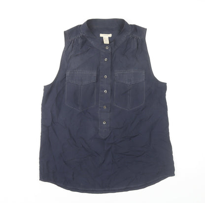 Womens UK Size 4 J.CREW Blue Basic Blouse