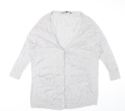 French Connection Women’s Grey M Cardigan V-Neck Long Sleeve Knit