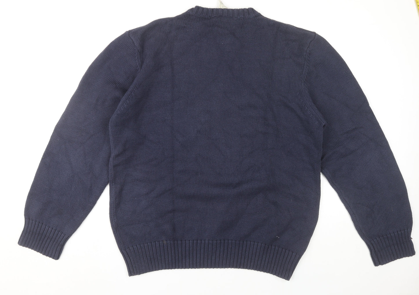 Timberland Mens Blue Cotton Crew Neck Pullover Jumper Size L