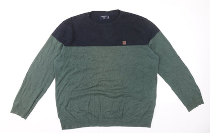 Springfield Men’s Green Blue Cotton Pullover Jumper 2XL Crew Neck
