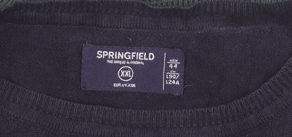 Springfield Men’s Green Blue Cotton Pullover Jumper 2XL Crew Neck