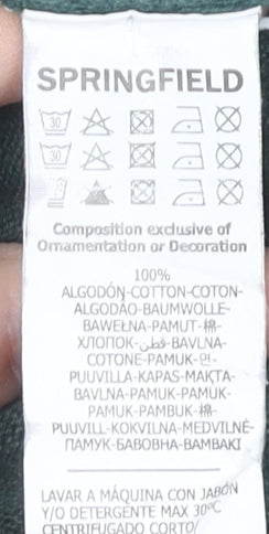 Springfield Men’s Green Blue Cotton Pullover Jumper 2XL Crew Neck