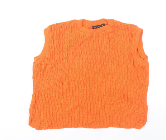 I Saw It First Womens Orange Sleeveless Knit Vest Jumper Size S